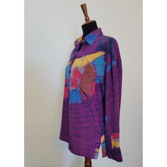 Vintage 1980's Loubella California Silky Abstract Blouse - Picture 8 of 9